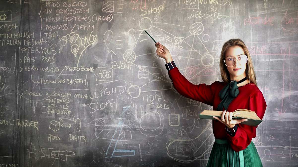 emotional intelligence vs iq - female teacher at blackboard