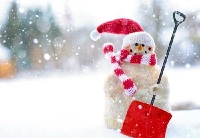 use of assistive devices in fall prevention - snow man snow shovel