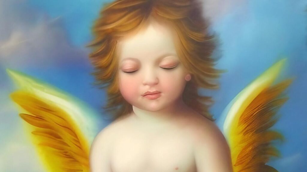 1211 angel number - cute angel painting
