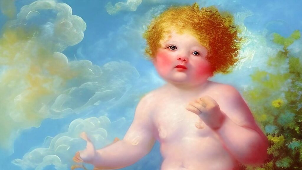 144 angel number - ginger cherub painting