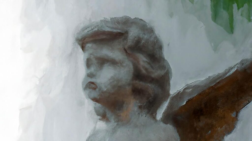 611 angel number - grey angel statue