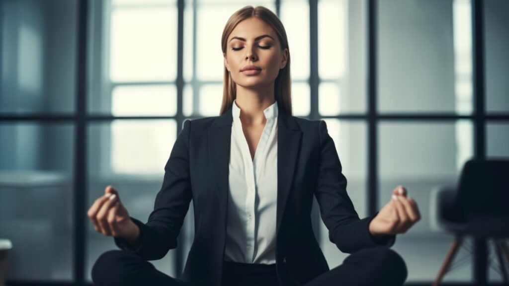 Mindful Leadership - manager meditating in the office