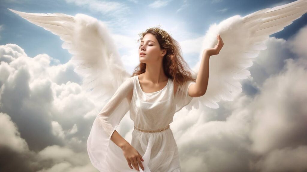 angel jewelry - beautiful winged angel in the clouds