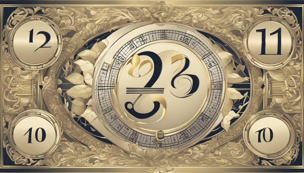 Ornate golden clock with number 23 centerpiece.
