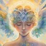 Fantasy angelic artwork, serene face, ethereal wings, mystical vibes.
