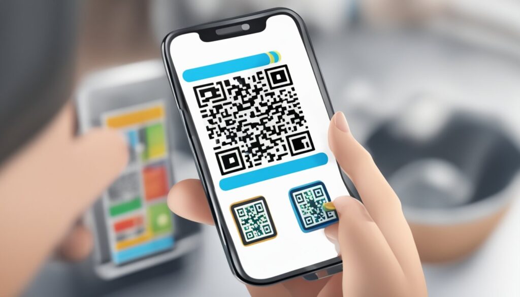 Person scanning QR code on smartphone.
