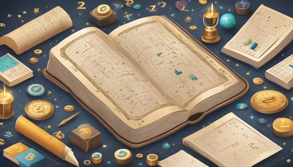 Fantasy star charts, astrology symbols, navigation tools illustration