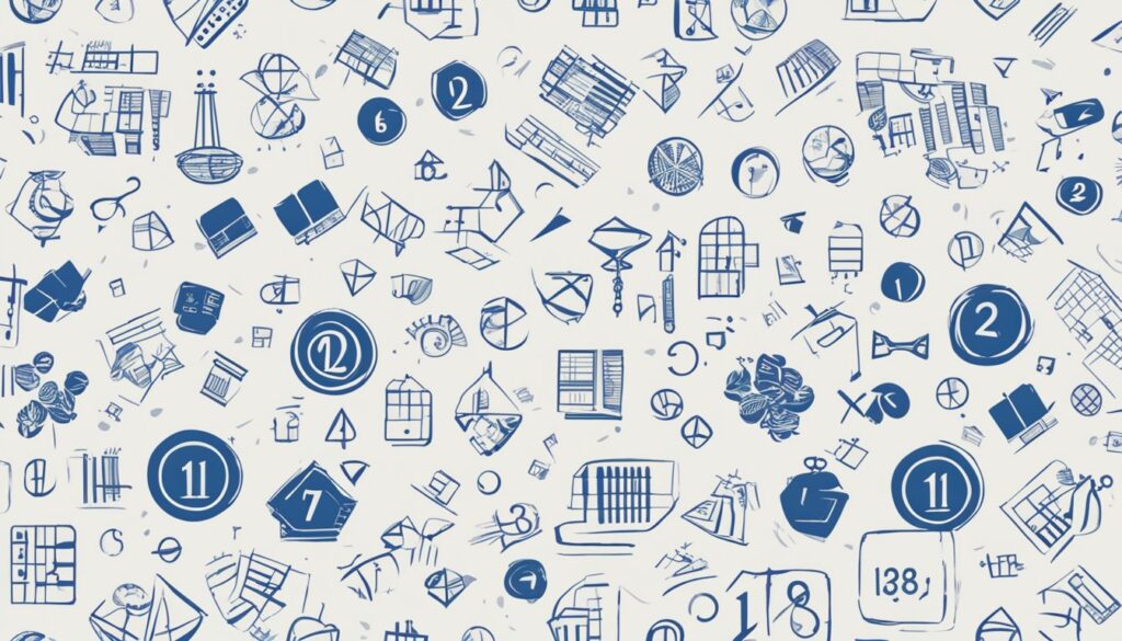 Educational doodles and math symbols pattern background.