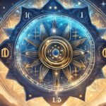 Mystical astral compass with zodiac signs and stars