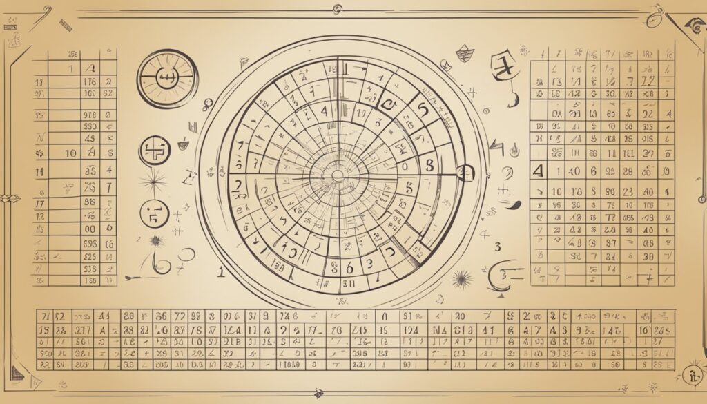 Antique alchemical symbols and diagrams illustration.