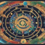 Intricate astrological zodiac wheel with celestial symbols.