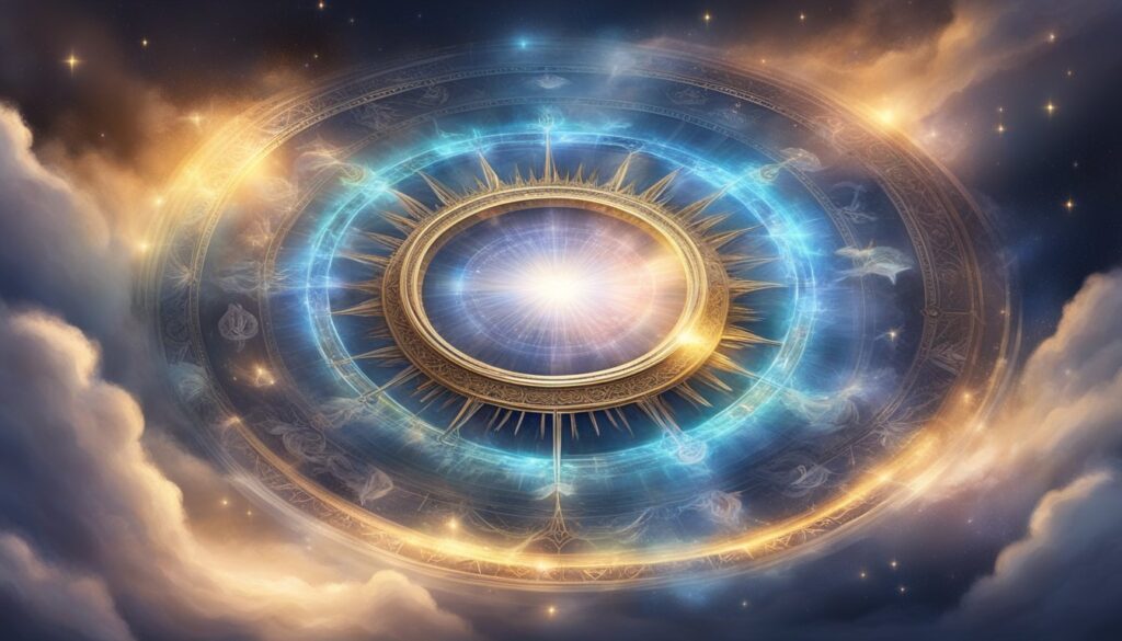 Mystical cosmic eye nebula with celestial elements.