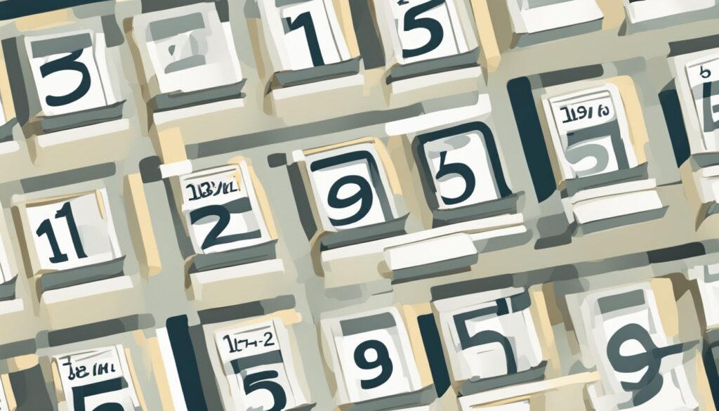 Assorted flip clock numbers illustration.