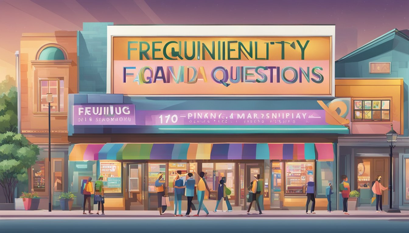 A large sign with "Frequently Asked Questions 416 Significado" prominently displayed in bold letters