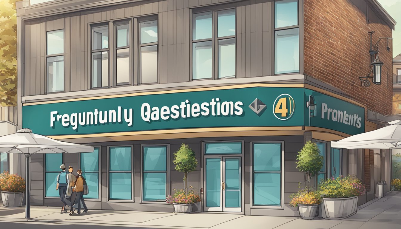 A large sign with "Frequently Asked Questions 418" displayed prominently.</p><p>Surrounding area is clean and well-lit