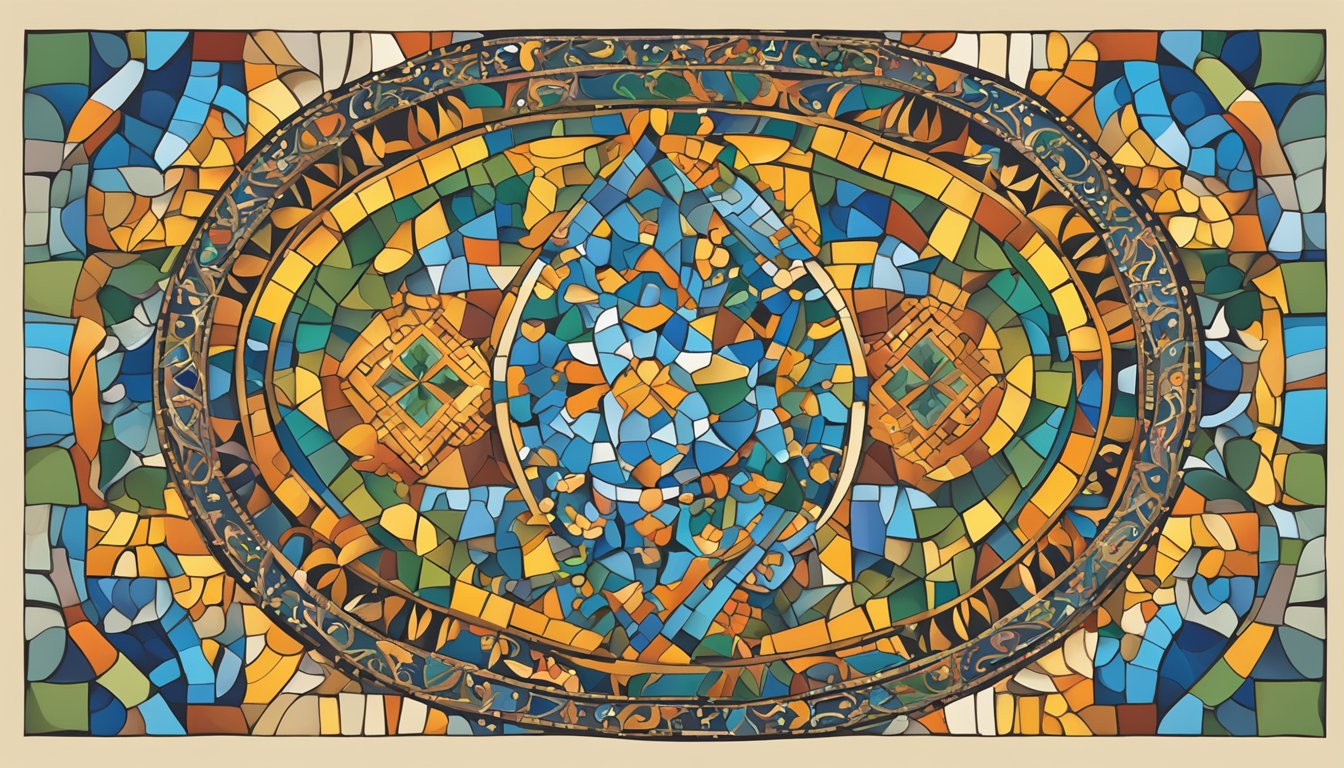A colorful mosaic of cultural symbols, blending together to convey deep meaning and significance