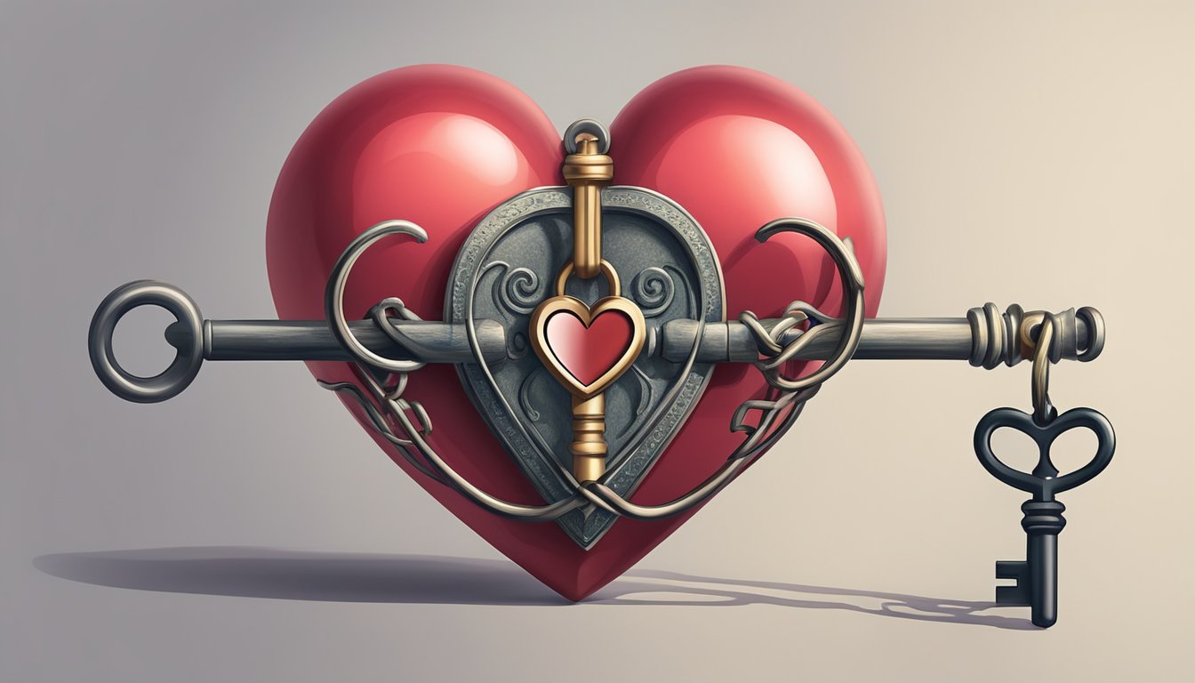 A heart and a key intertwine, symbolizing love and connection