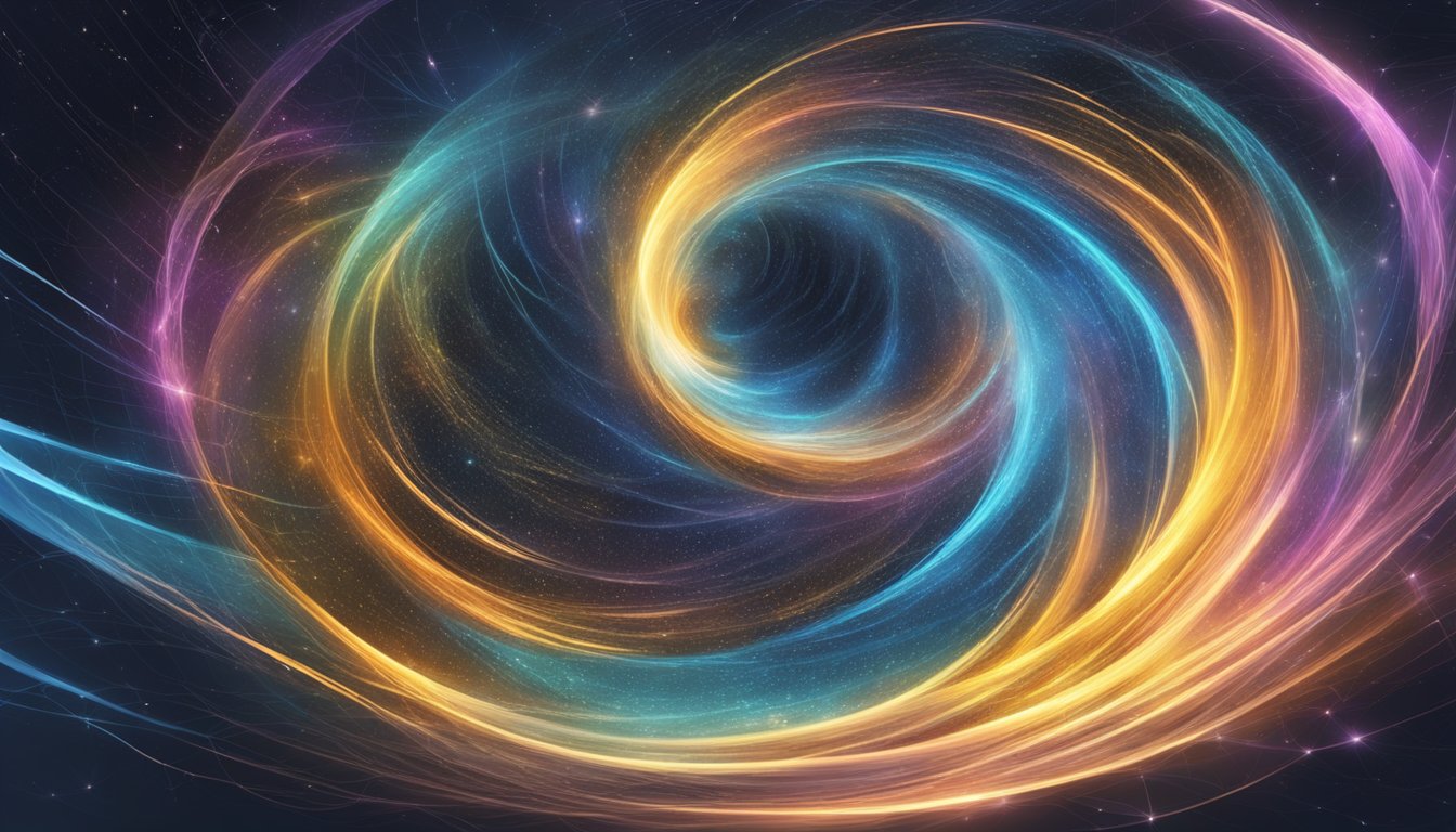 A swirling vortex of energy emanates from the number 321, connecting and influencing other 321s in a complex web of interrelationships