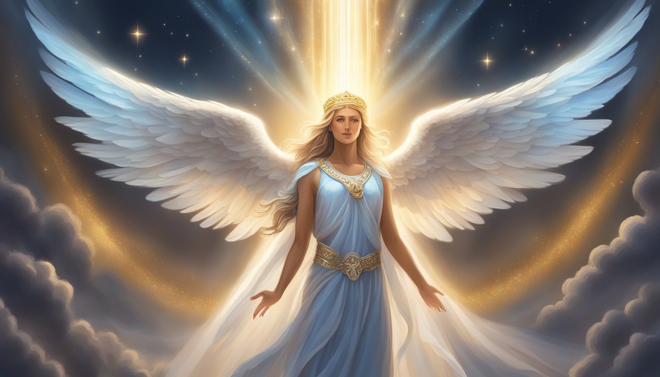 A glowing angelic figure appears, surrounded by the numbers 1138.</p><p>A sense of divine guidance and spiritual significance emanates from the scene