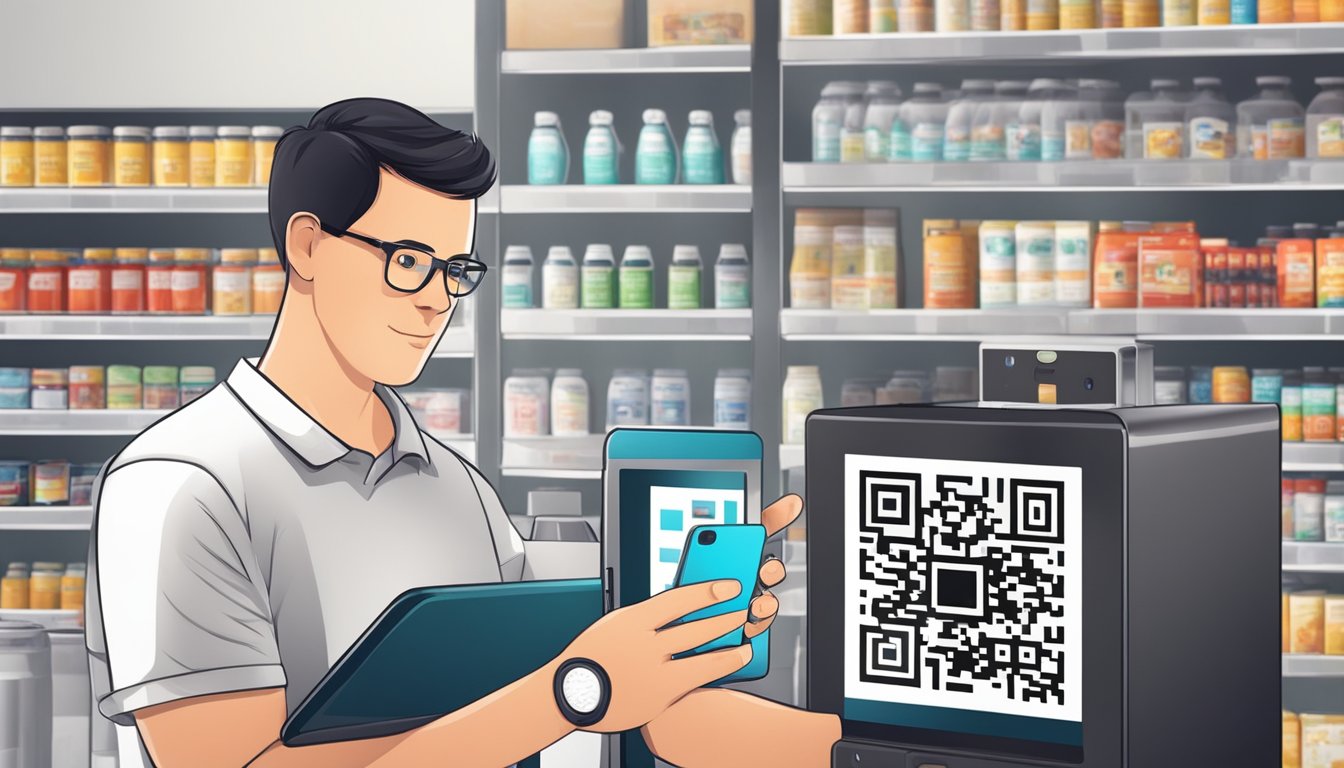 A person using a smartphone to scan a QR code on a product for more information in their daily life
