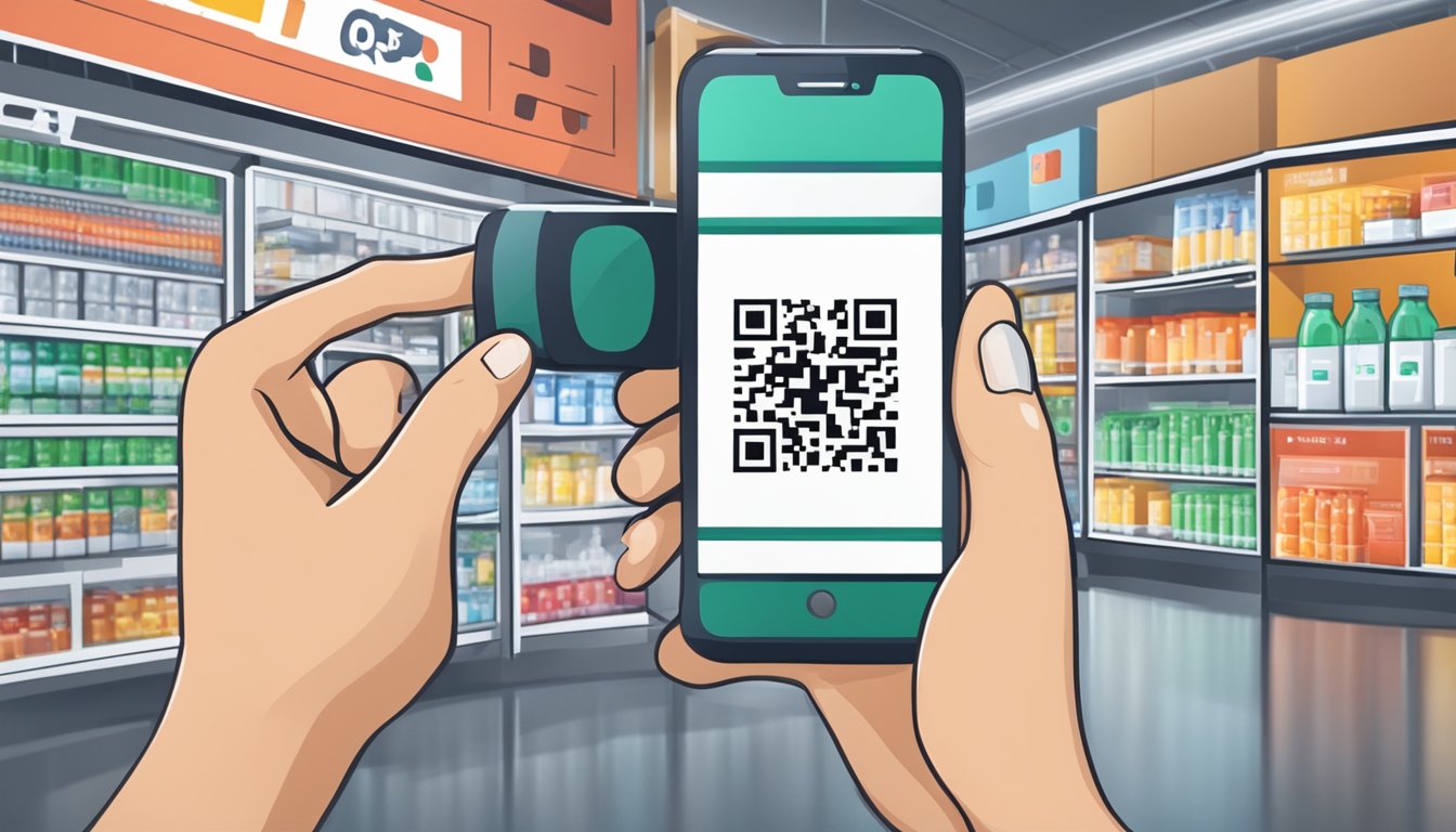 A person using a smartphone to scan a QR code on a product for information