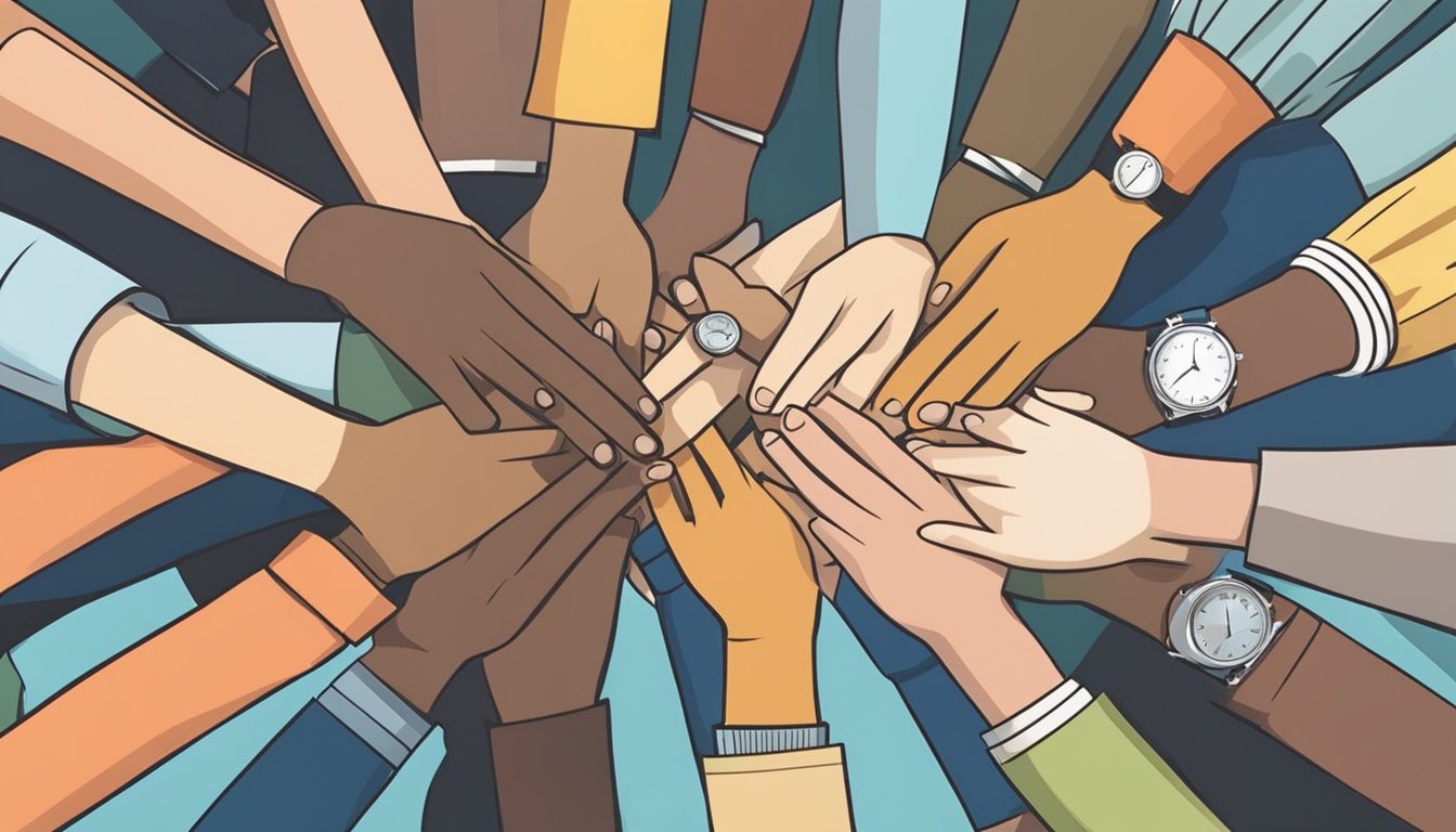 A group of diverse individuals gather and support each other, symbolizing the significance of unity and collaboration