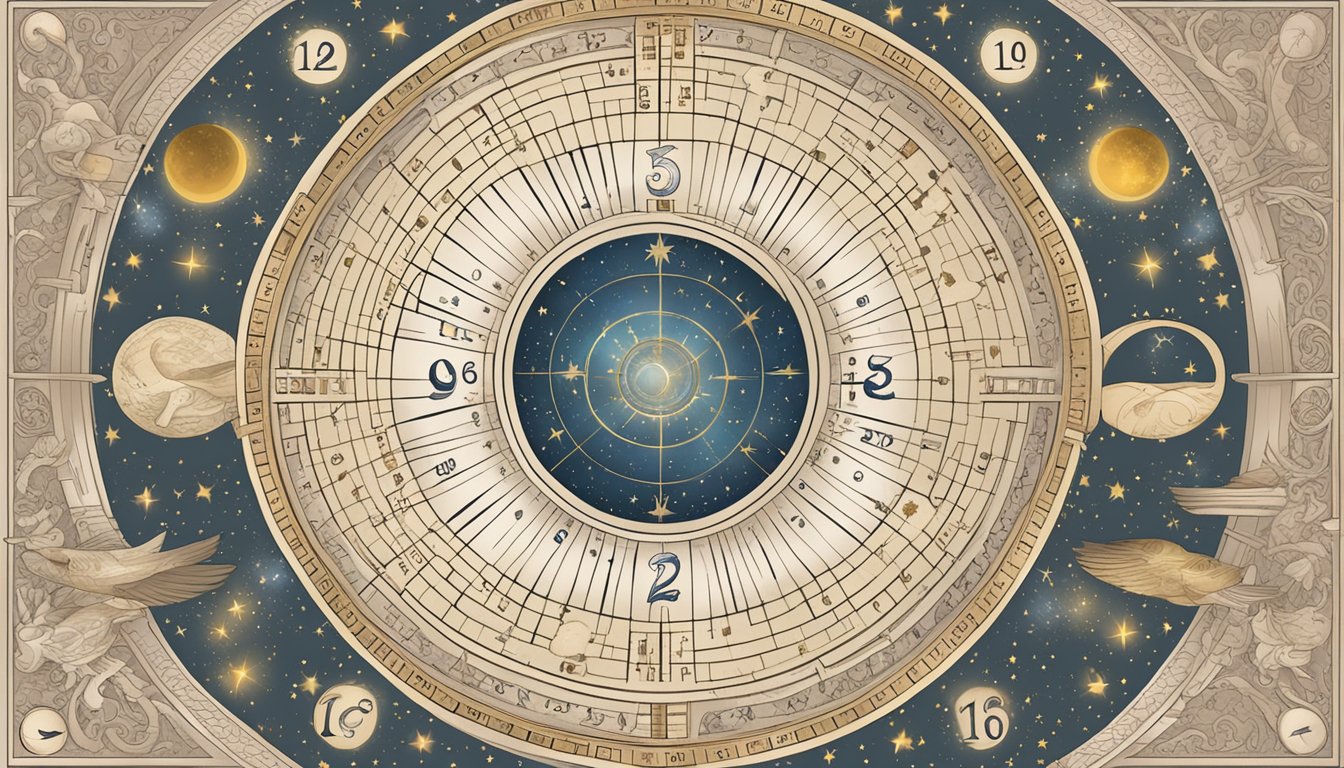 Numerology and symbolism of 1206, a mystical combination of numbers, with celestial and esoteric elements