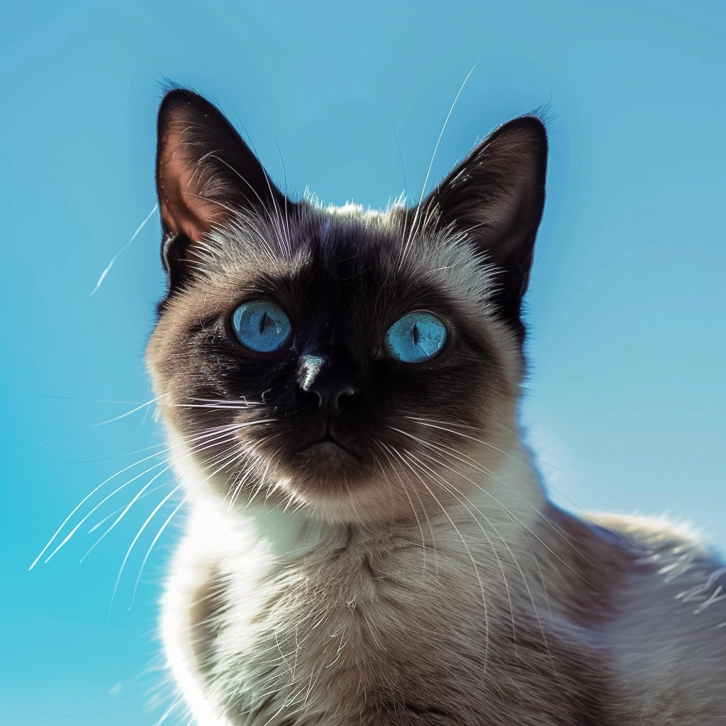 Siamese cat with striking blue eyes